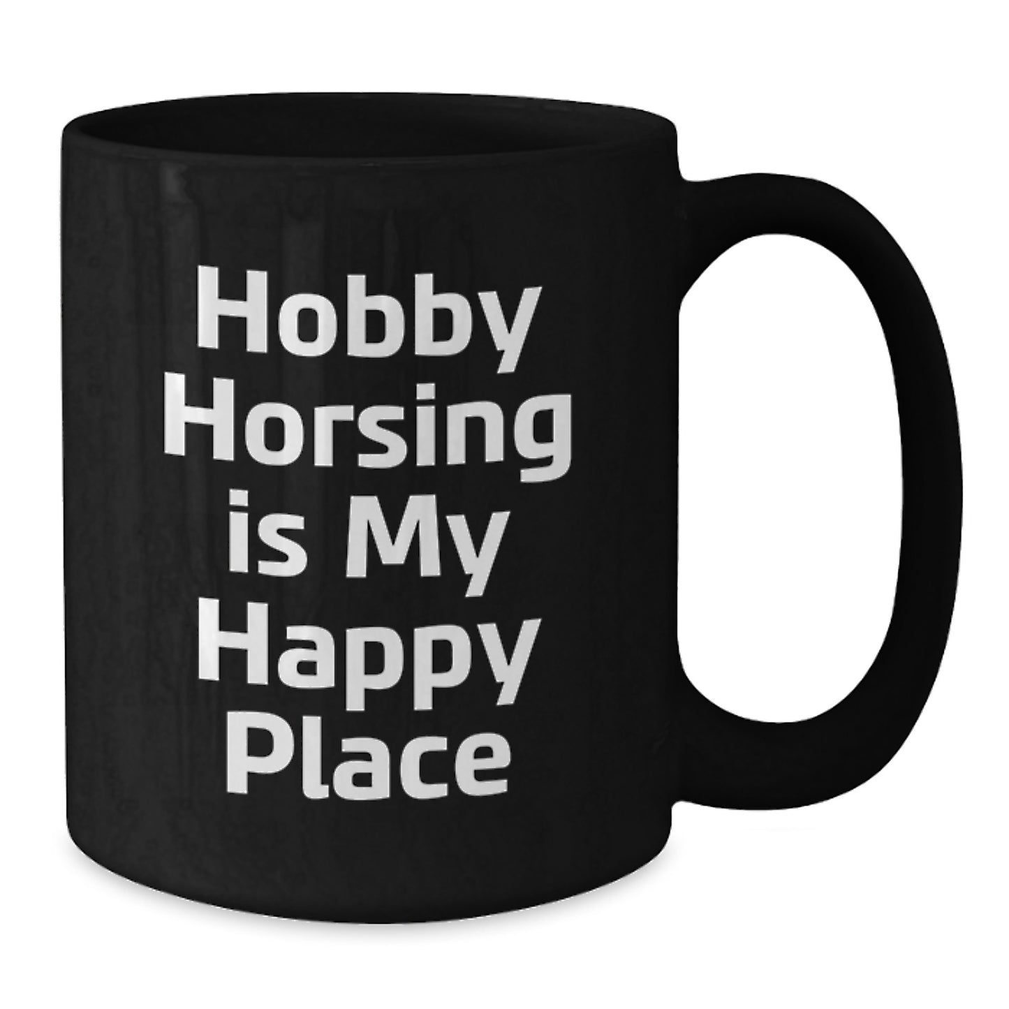 Hobby Horsing Gifts for Him, Funny Black Coffee Mug for Dad, 'Hobby Horsing Is My Happy Place' Quote, Unique Father's Day Ideas for Family - Additional
