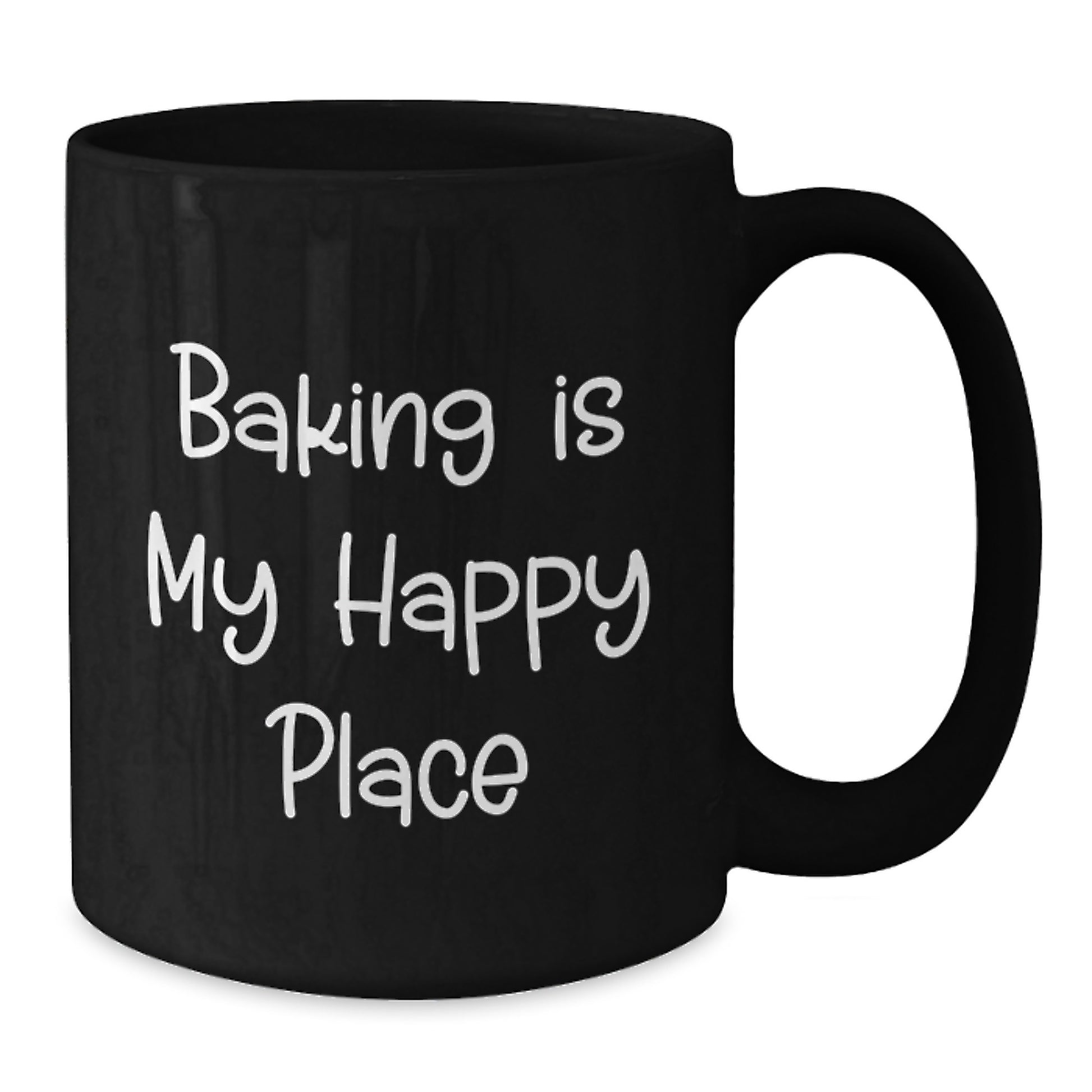 Funny Baking Gifts for Dad - Baking Is My Happy Place Quote Black Coffee Mug, Gifts from Men to Family on Father's Day - Additional