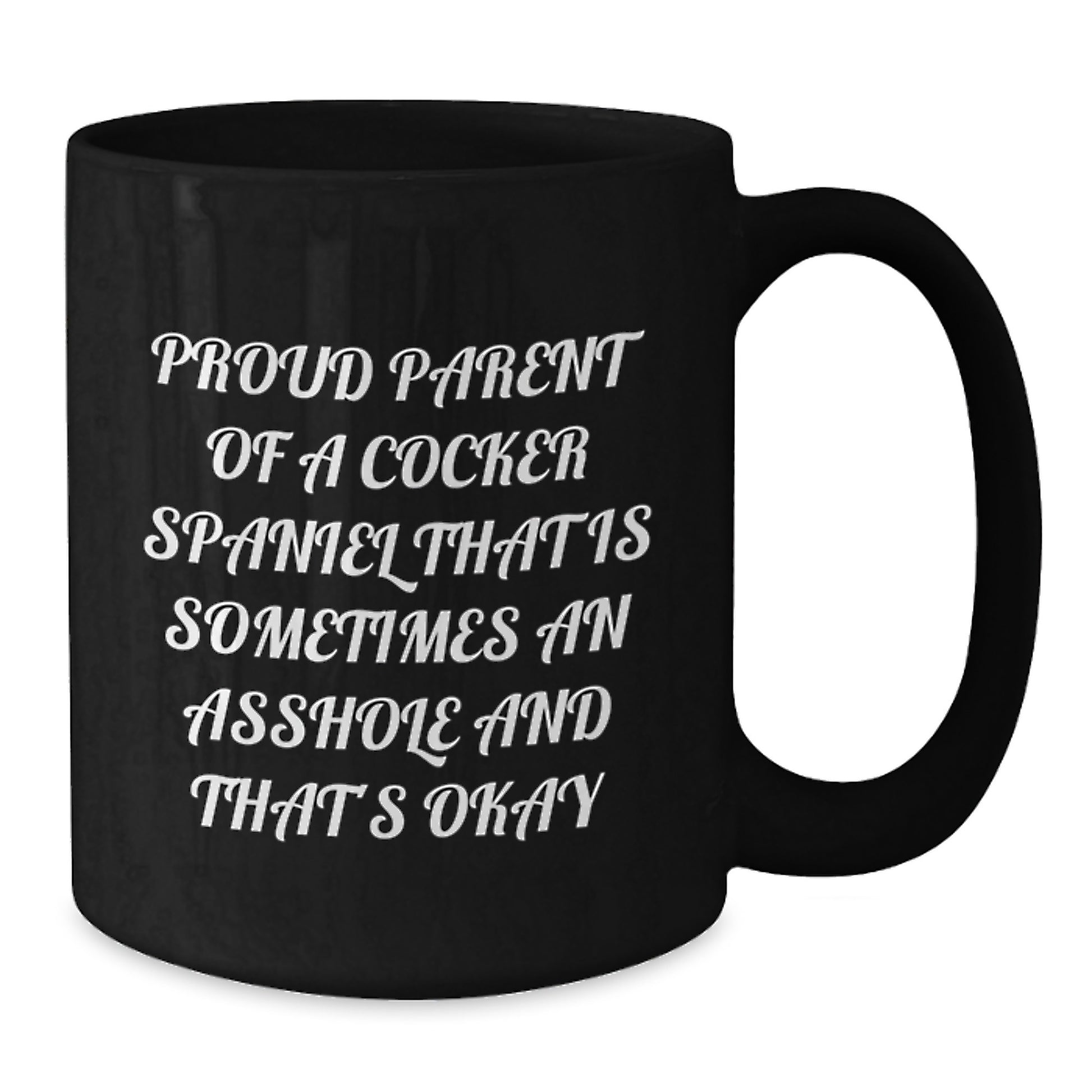 Funny Cocker Spaniel Dog Gifts for Men Friends from Proud Parents Black Coffee Mug - Additional