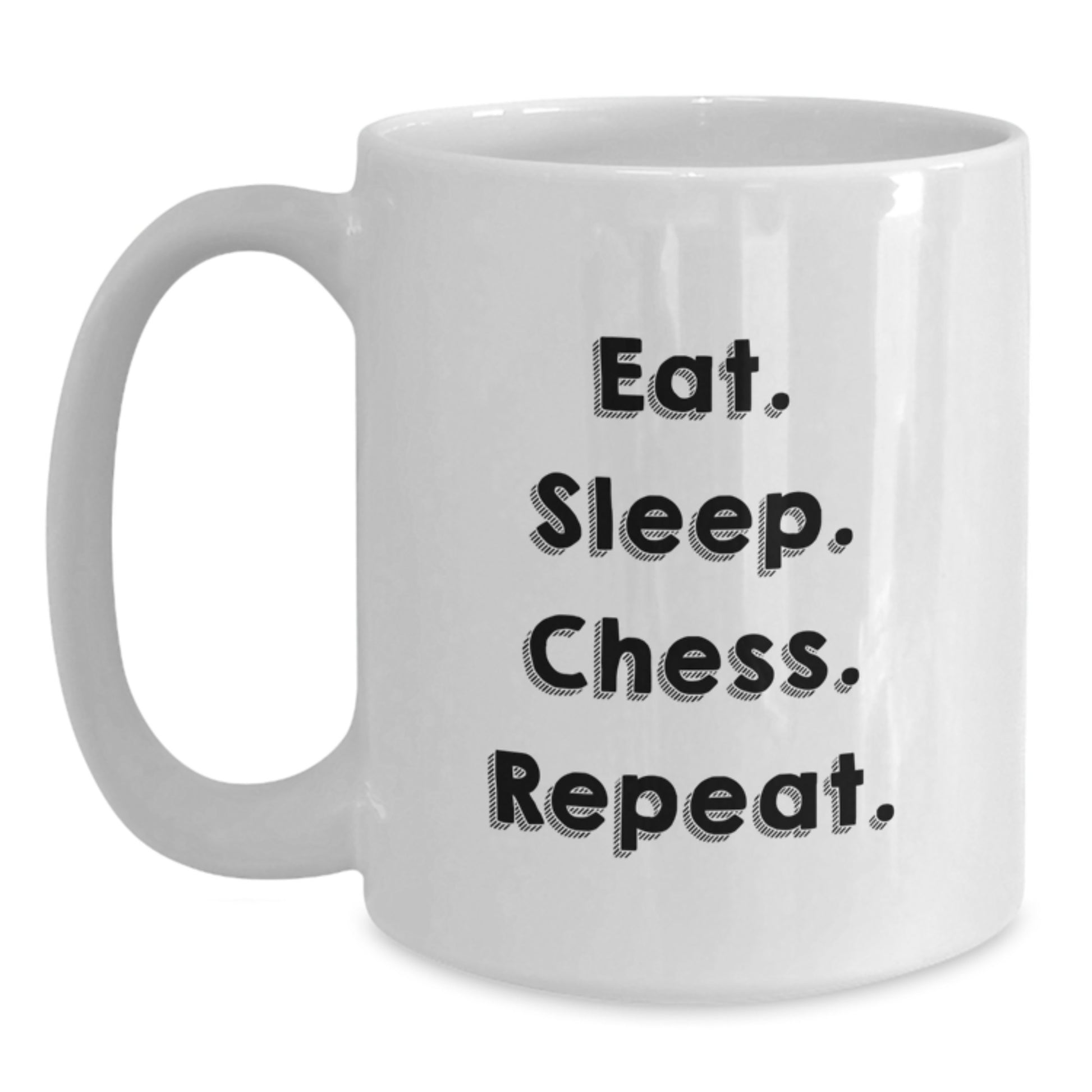 Funny Chess Quote Gifts from Friends for Birthday - Eat Sleep Chess Repeat on White Coffee Mug - Perfect Birthday Unique Gifts for Chess Lovers - Main