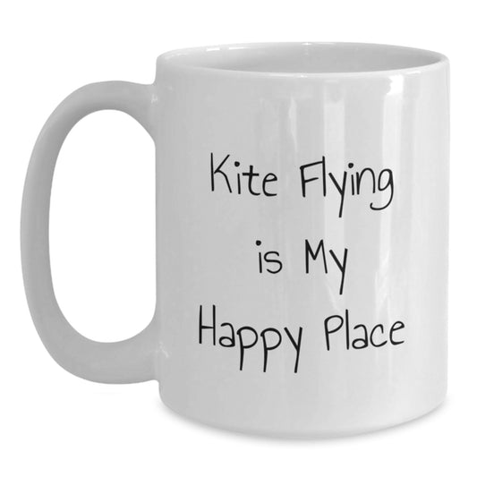 Funny Kite Flying Gifts from Men to Friends for Birthday - Kite Flying Is My Happy Place White Coffee Mug - Main