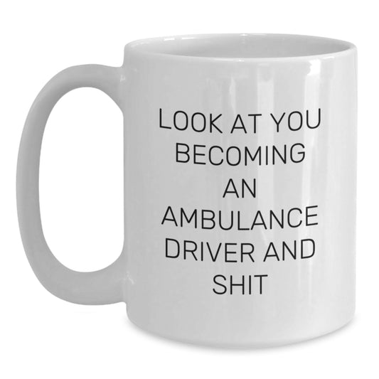 Funny Ambulance Driver Gifts for Men from Friends on Mother's Day - White Coffee Mug - Main