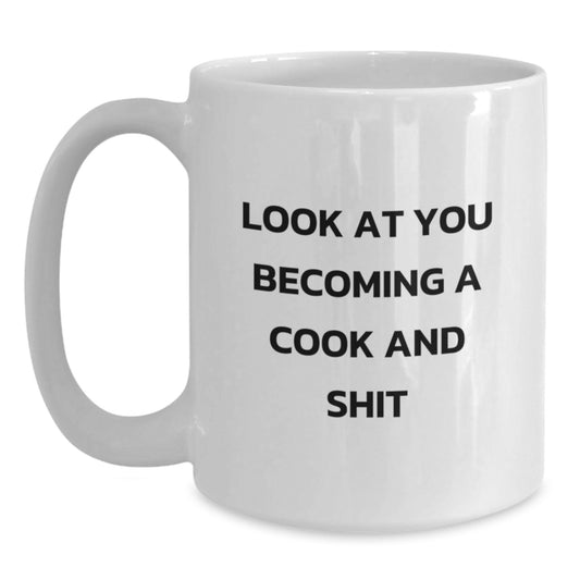 Funny Quote White Coffee Mug, Cook Gifts for Men, Unique Graduation Gifts from Family, Funny Cook White Coffee Mugs for Kitchen, White Coffee Mug with Funny Quote, Gifts for Cook - Main
