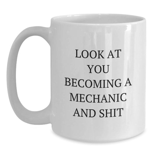 Birthday Gift Mechanic White Coffee Mug for Her Present - Main