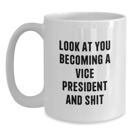 Funny Vice President Gifts for Men - White Coffee Mug for Graduation Unique Presents from Friends to Vice President - Main