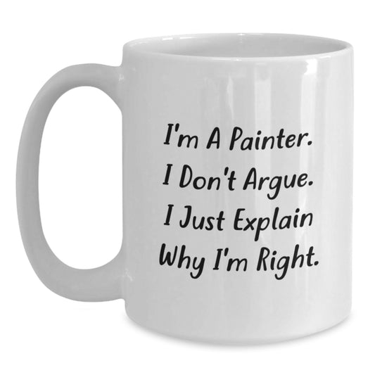 Funny Painter Gifts for Him, Birthday Unique Coffee Mugs from Friends, Painter Humor Mug White - Main