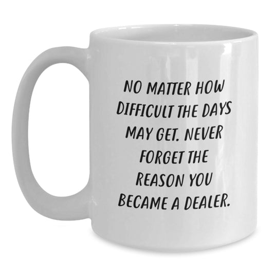 Funny Dealer Gifts from Family for Friends - White Coffee Mug - Never Forget The Reason You Became A Dealer. - Main