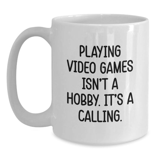 Funny Gifts for Playing Video Games Lovers, White Coffee Mugs for Men, Unique Graduation Gifts from Friends - Main