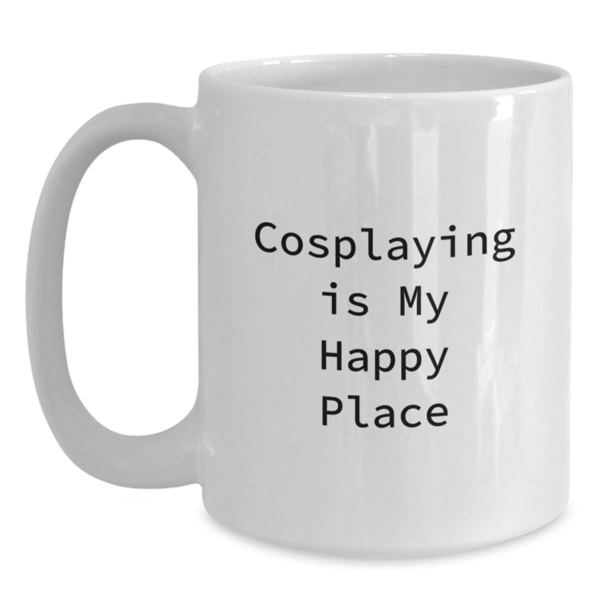 Funny Cosplaying Gifts for Cosplayers, White Coffee Mug, 'Cosplaying Is My Happy Place' Quote, Gifts from Friends for Graduation Unique Gifts - Main