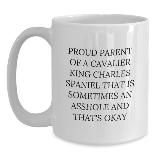 Funny Cavalier King Charles Spaniel Dog Gifts for Proud Parents, White Coffee Mug for Women, Mother's Day Unique Gifts from Men - Main