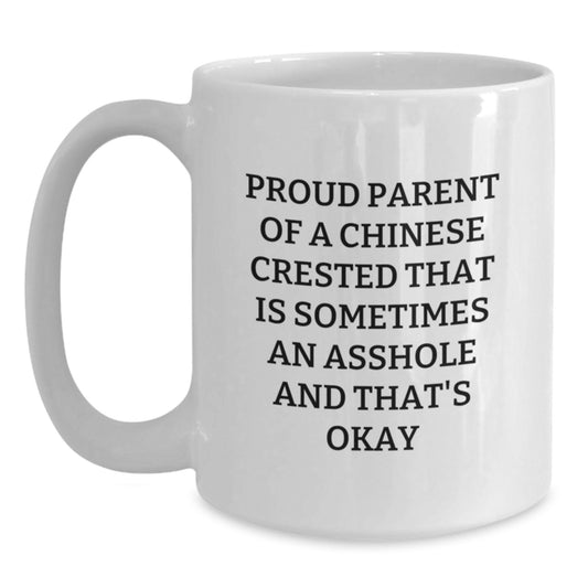 Funny Chinese Crested Dog Mom's Unique Gifts from Friends - Proud Parent Coffee Mug for White Coffee Lover - Main
