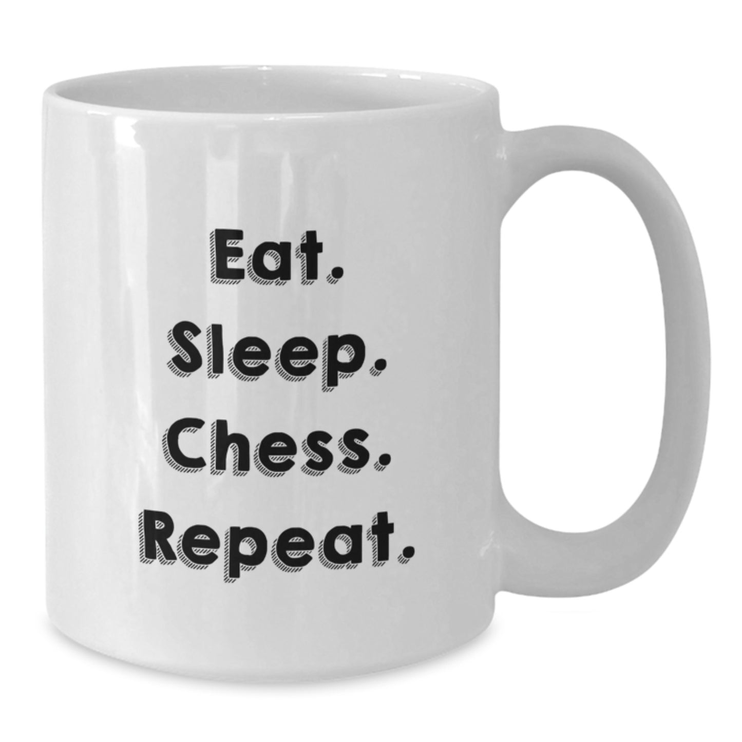Funny Chess Quote Gifts from Friends for Birthday - Eat Sleep Chess Repeat on White Coffee Mug - Perfect Birthday Unique Gifts for Chess Lovers - Additional
