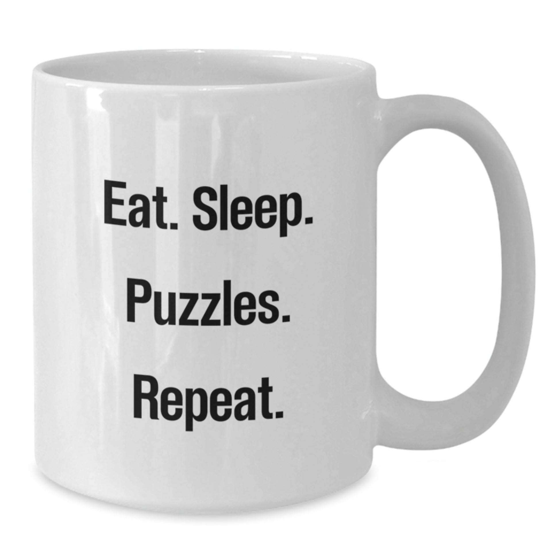 Funny Puzzle Lovers White Coffee Mug Gifts from Friends and Family for Puzzle Enthusiasts on Valentine's, Eat. Sleep. Puzzles. Repeat. - Additional