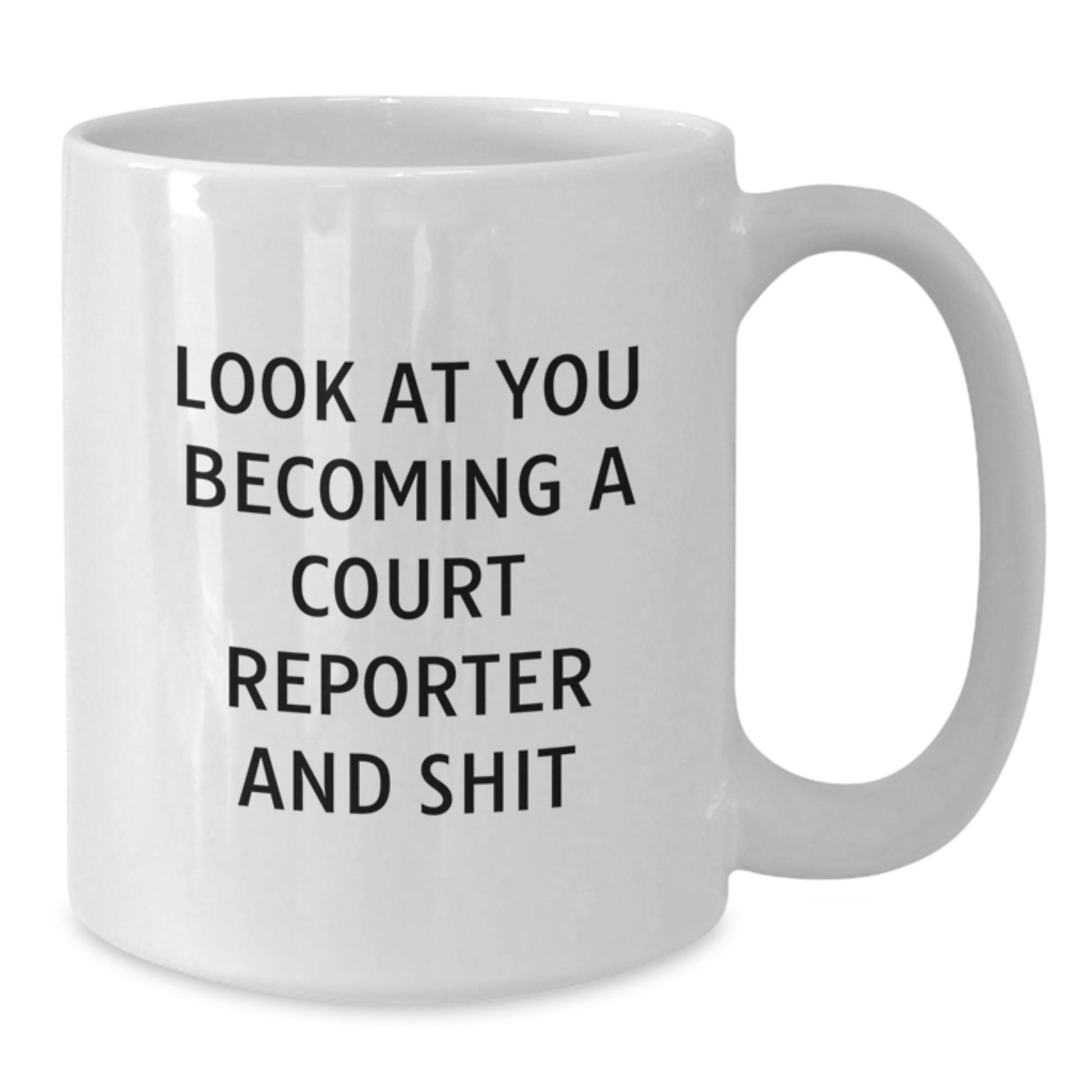 Funny Court Reporter Gifts for Graduation, White Coffee Mug with Look At You Becoming A Court Reporter And Shit Quote, from Friends and Family - Additional