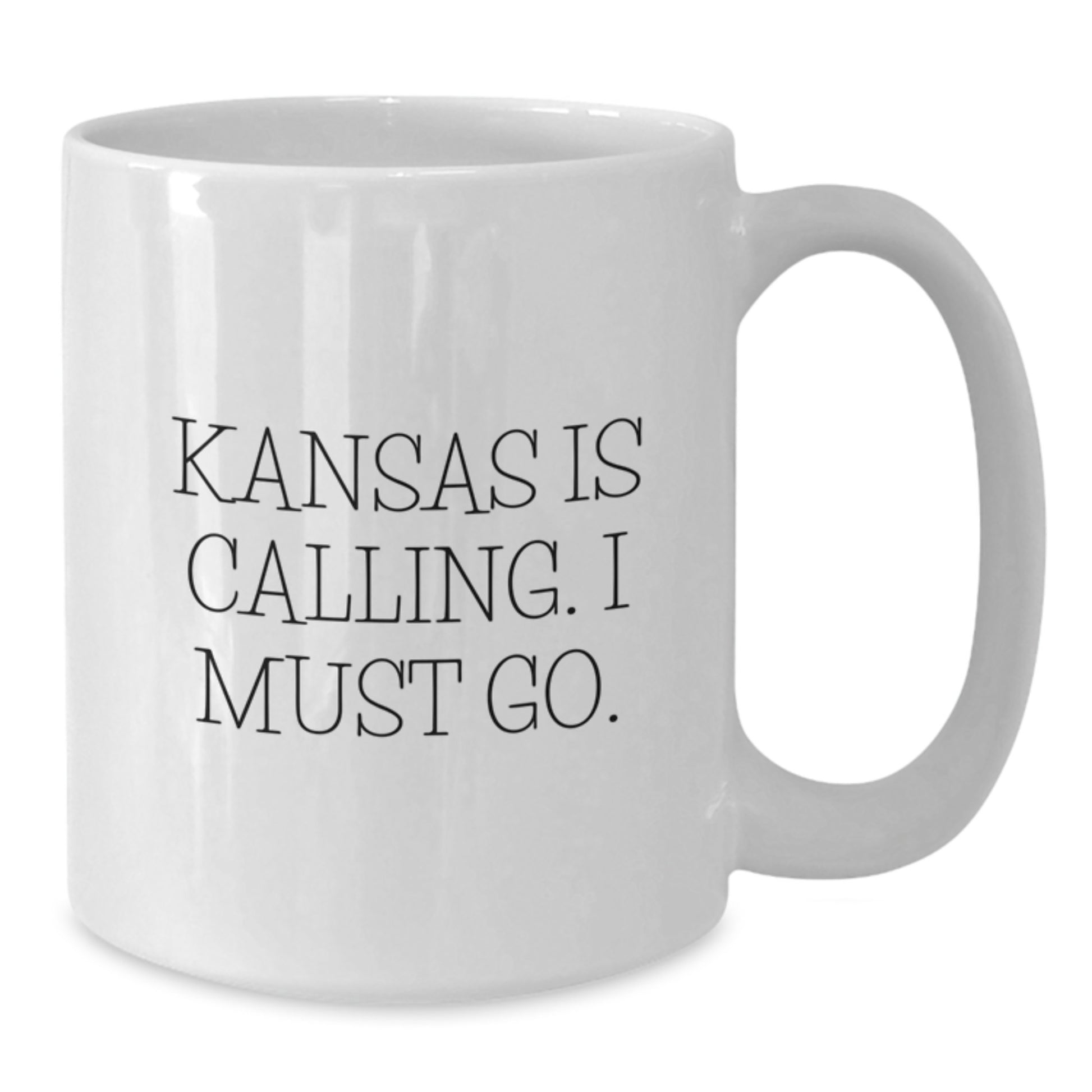 Funny Kansas State Gifts from Men to Friends, Cute White Coffee Mug for Birthday Unique Gifts, Inspirational Quote - 'Kansas Is Calling. I Must Go.' - Additional