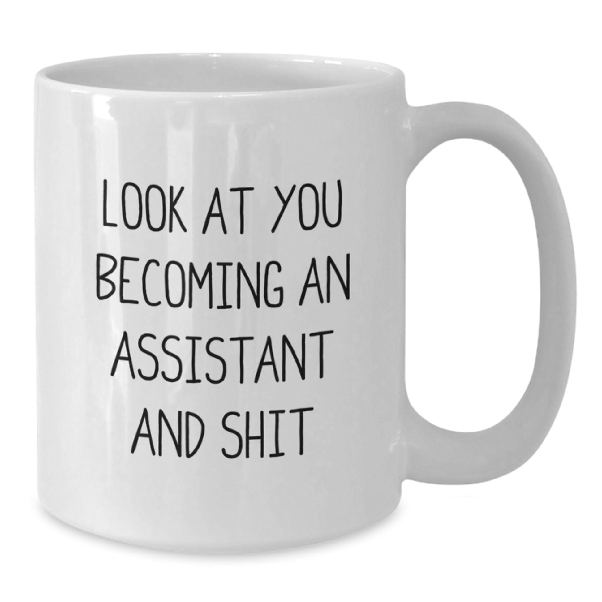 Funny Assistant Gifts from Friends to Graduation Unique White Coffee Mug, 'Look At You Becoming An Assistant And Shit' - Additional
