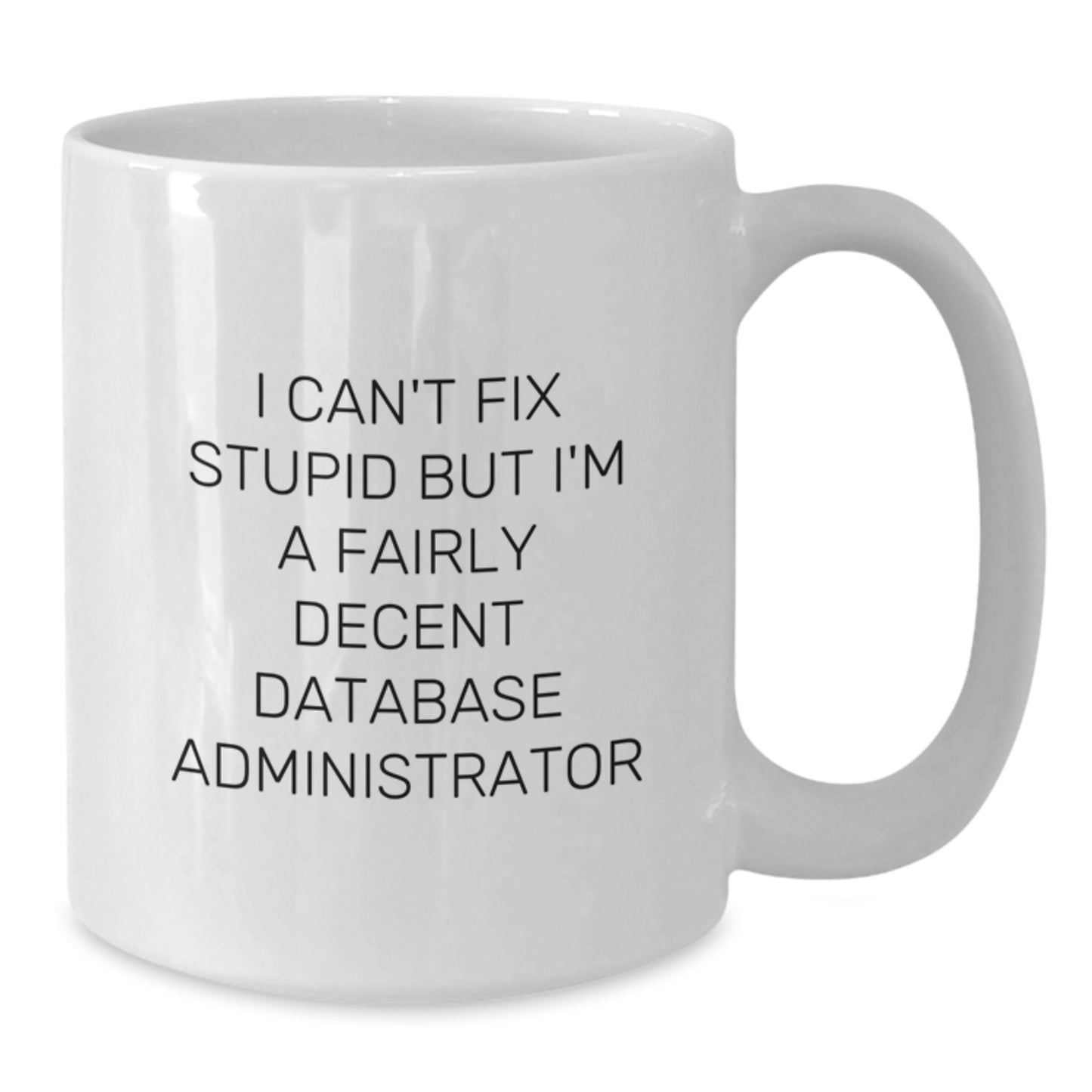 Gifts for Database Administrator Friends Funny White Coffee Mug, I Can't Fix Stupid But I'm A Fairly Decent Database Administrator, White Mug for Men, Unique Graduation Gifts from Family - Additional