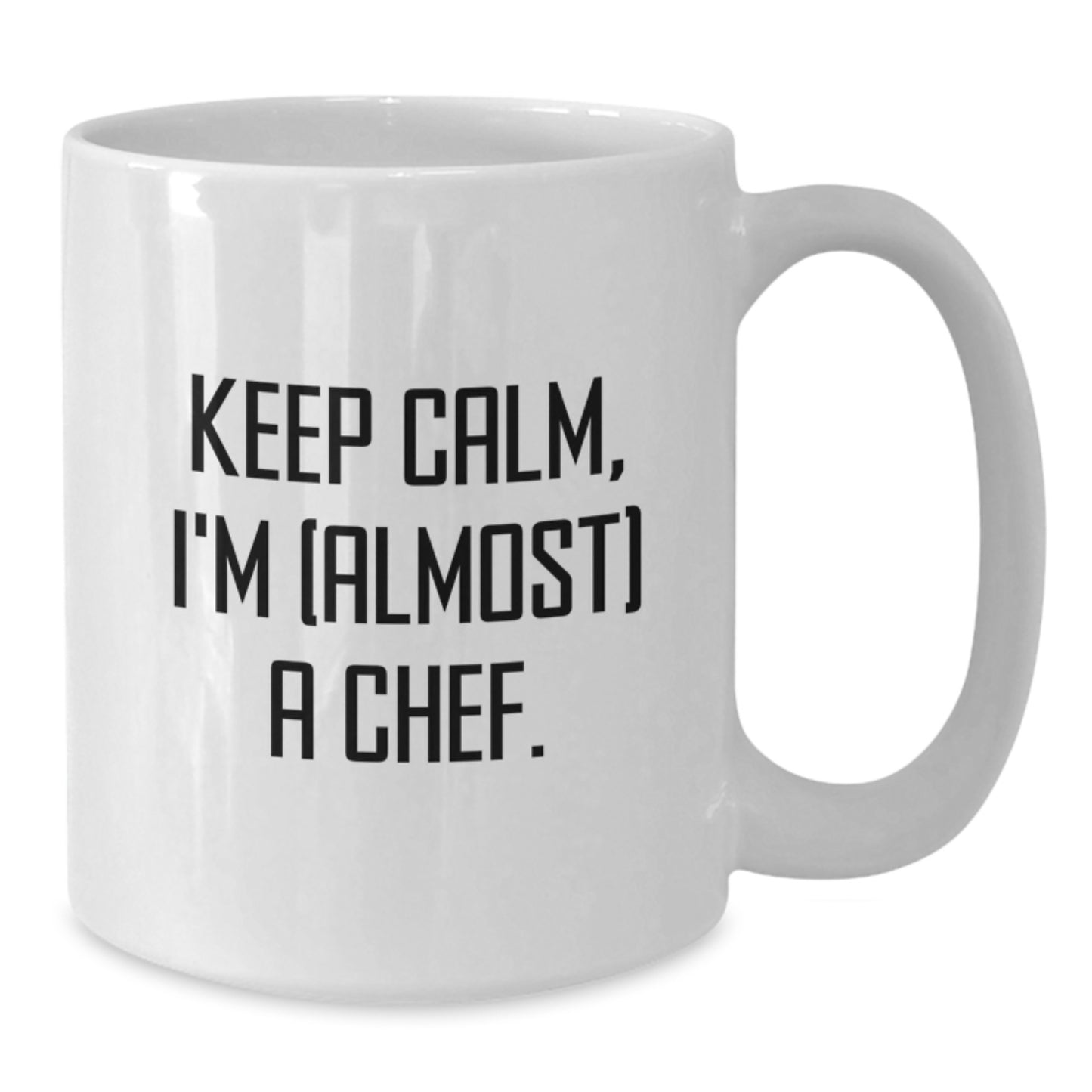 Funny Chef Gifts for Men - White Coffee Mug, 'Keep Calm I'm (almost) A Chef', Unique Graduation Gifts from Friends, Coworkers, Family - Additional