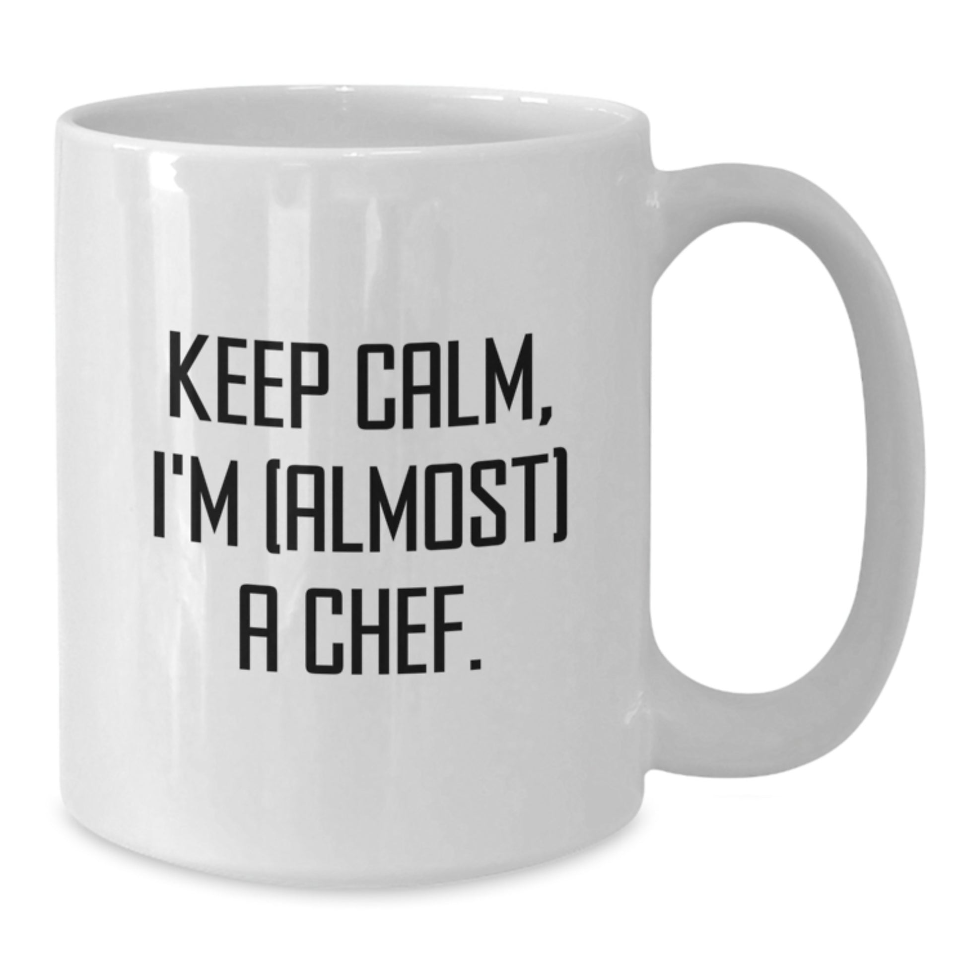 Funny Chef Gifts for Men - White Coffee Mug, 'Keep Calm I'm (almost) A Chef', Unique Graduation Gifts from Friends, Coworkers, Family - Additional