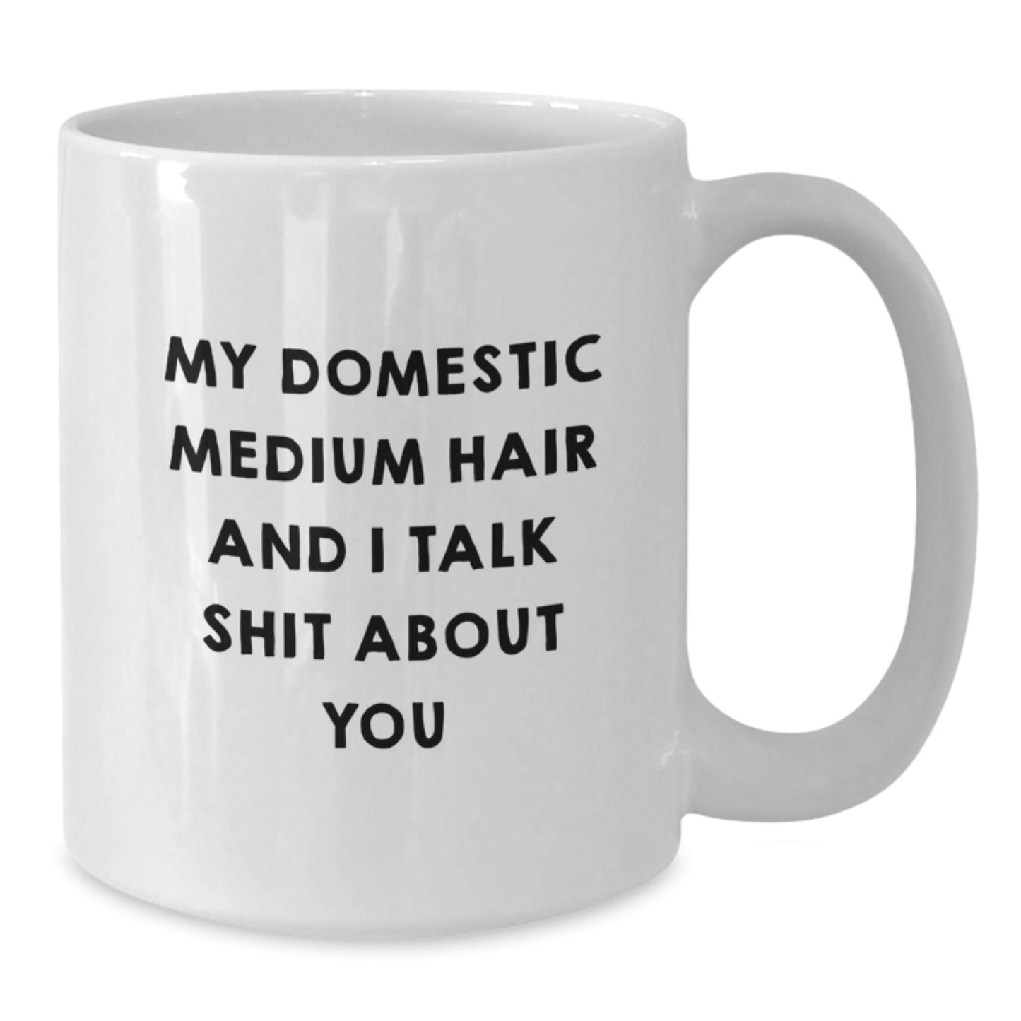 Funny Domestic Medium Hair Gifts from Men, Unique Gifts for Domestic Medium Hair, Mother's Day Coffee Mugs, White Coffee Mug with Quote My Domestic Medium Hair And I Talk Shit About You - Additional