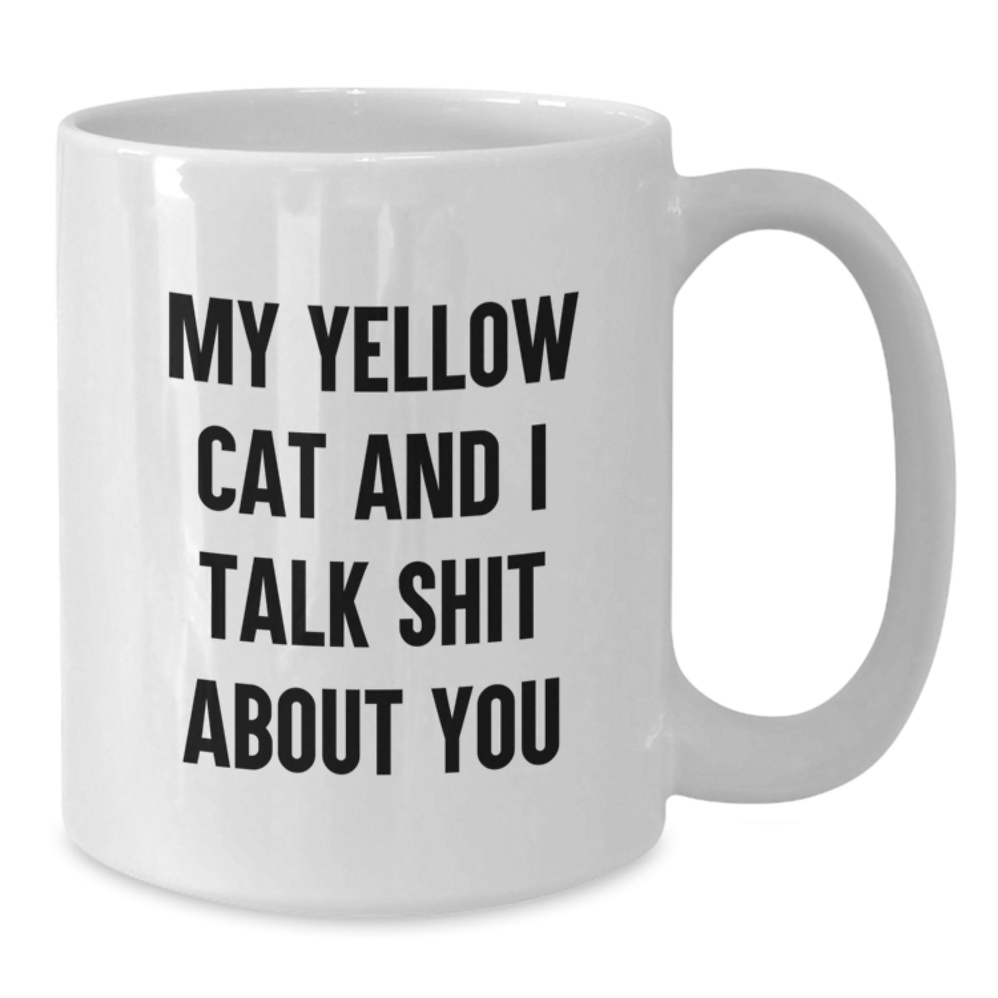Funny Yellow Cat Gifts from Friends for Yellow Cat Lovers - White Coffee Mug with My Yellow Cat And I Talk Shit About You Quote - Unique Father's Day Unique Gift for Men - Additional