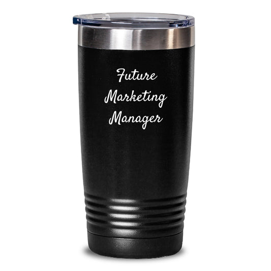 Funny Future Marketing Manager Tumbler, Gifts from Friends for Birthday Unique Presents, Insulated Stainless Steel Tumbler with Lid, Keep Drinks Hot or Cold, Marketing Manager Coffee Lover Gifts - Main