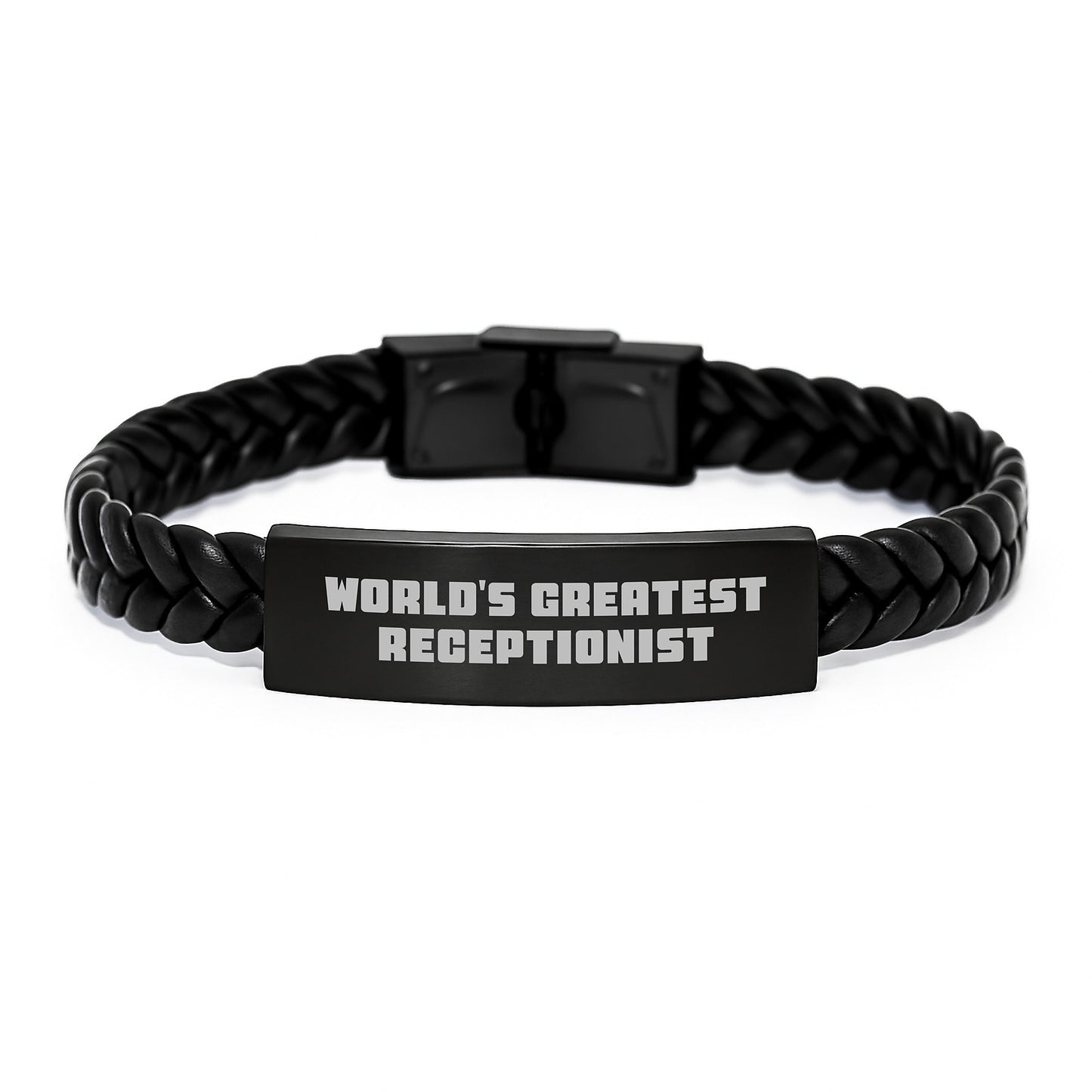 Receptionist Keepsake Interlaced Leather Bracelet for Him Birthday Gift - Image 1