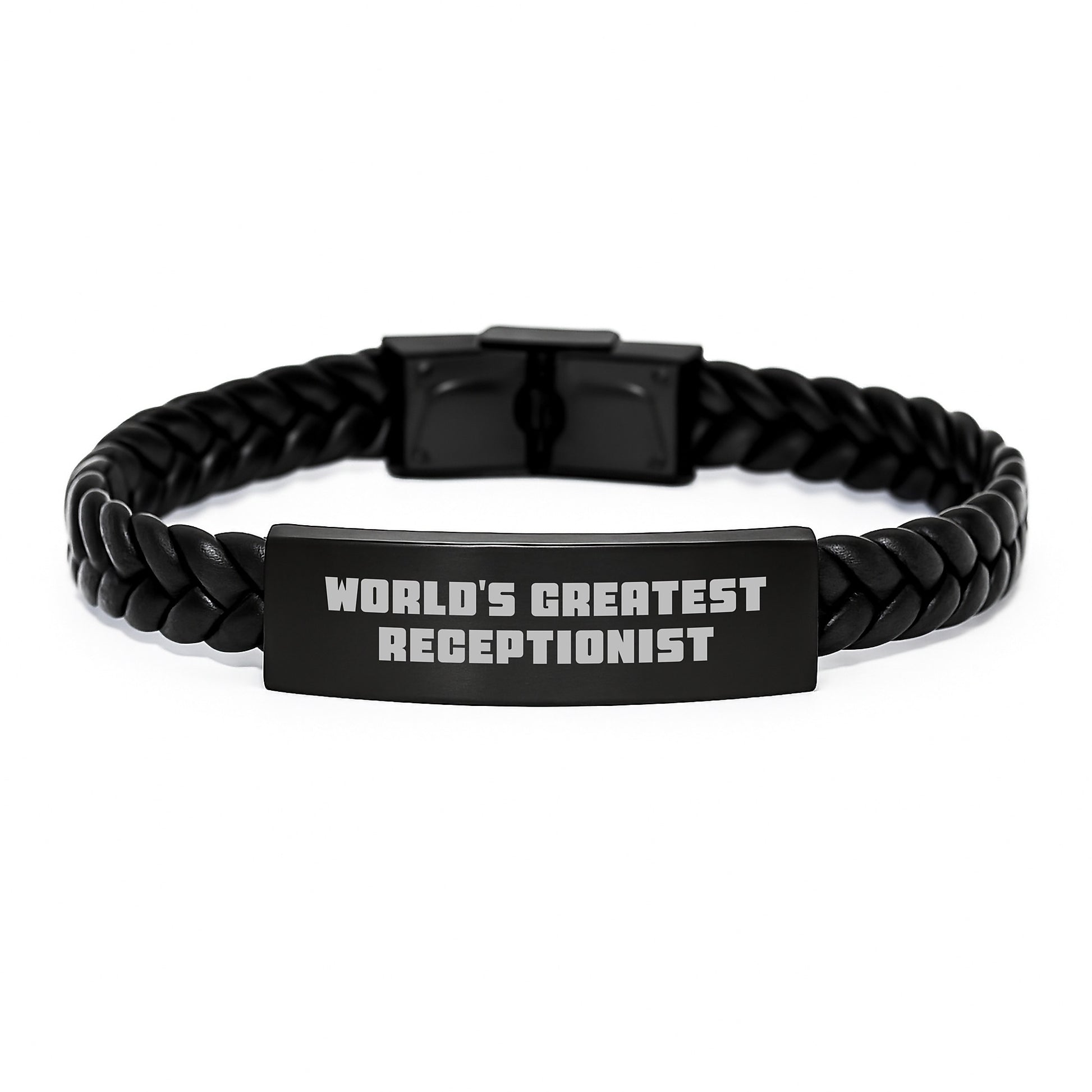 Receptionist Keepsake Interlaced Leather Bracelet for Him Birthday Gift - Image 1