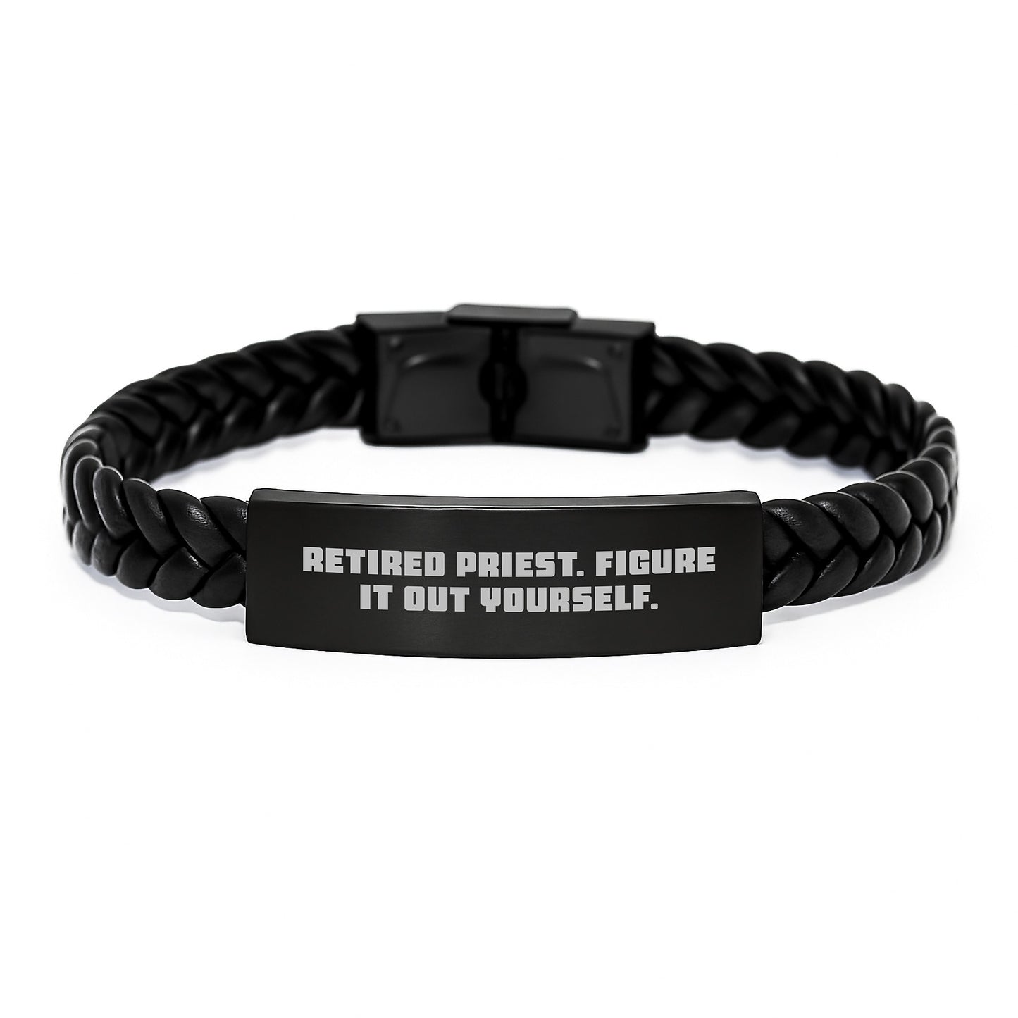 Funny Gift Ideas for Priest, Interlaced Leather Bracelet, Graduation Unique Gifts from Family - Image 1