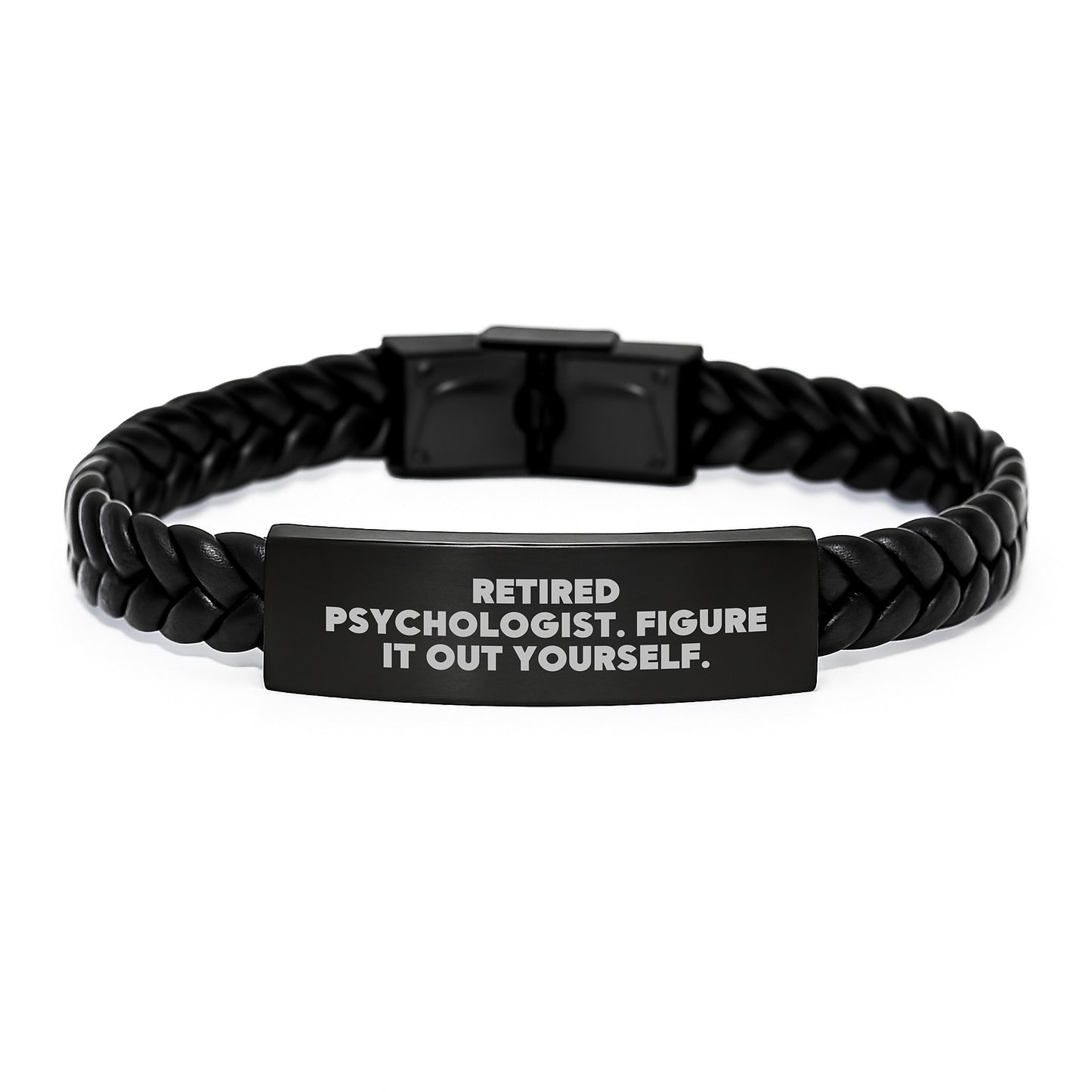 Funny Quote Interlaced Leather Bracelet Gifts for Psychologist Men Friends, Unique Graduation Gifts from Family to Women Psychologist, Retired Psychologist Figure It Out Yourself - Image 1