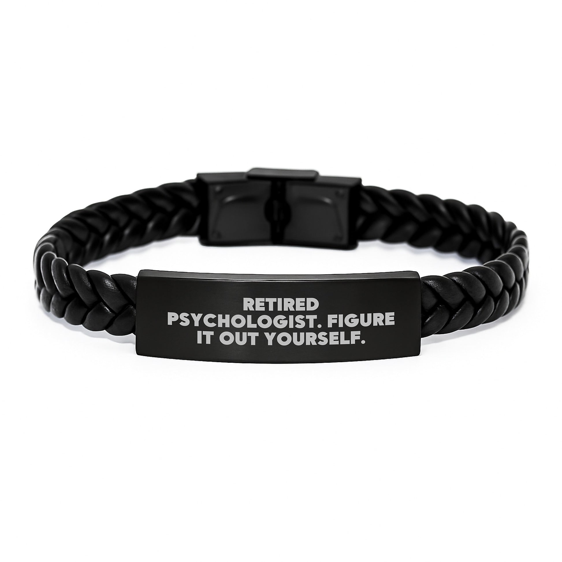 Funny Quote Interlaced Leather Bracelet Gifts for Psychologist Men Friends, Unique Graduation Gifts from Family to Women Psychologist, Retired Psychologist Figure It Out Yourself - Image 1
