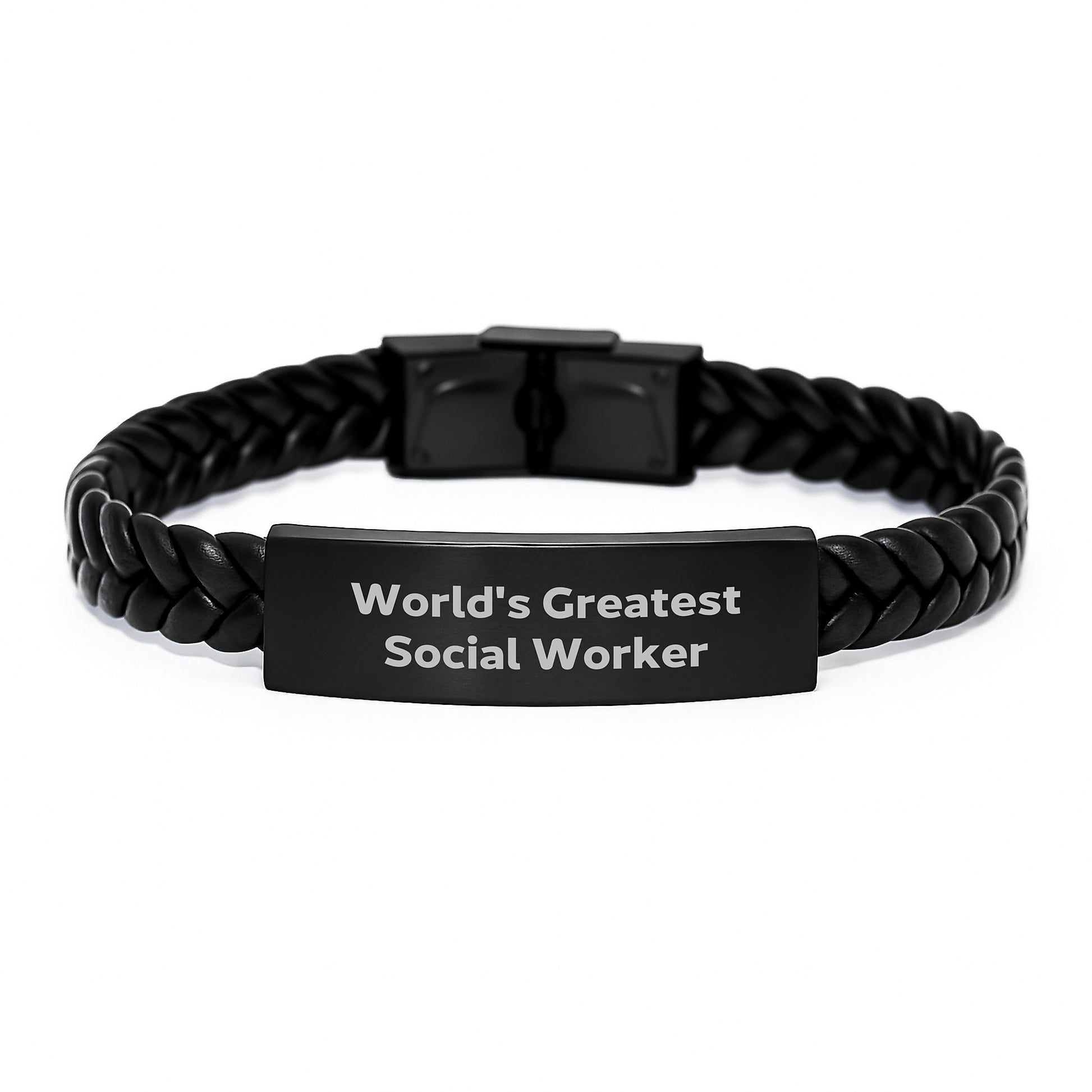 Social Worker Keepsake Interlaced Leather Bracelet for Him Birthday Gift - Image 1