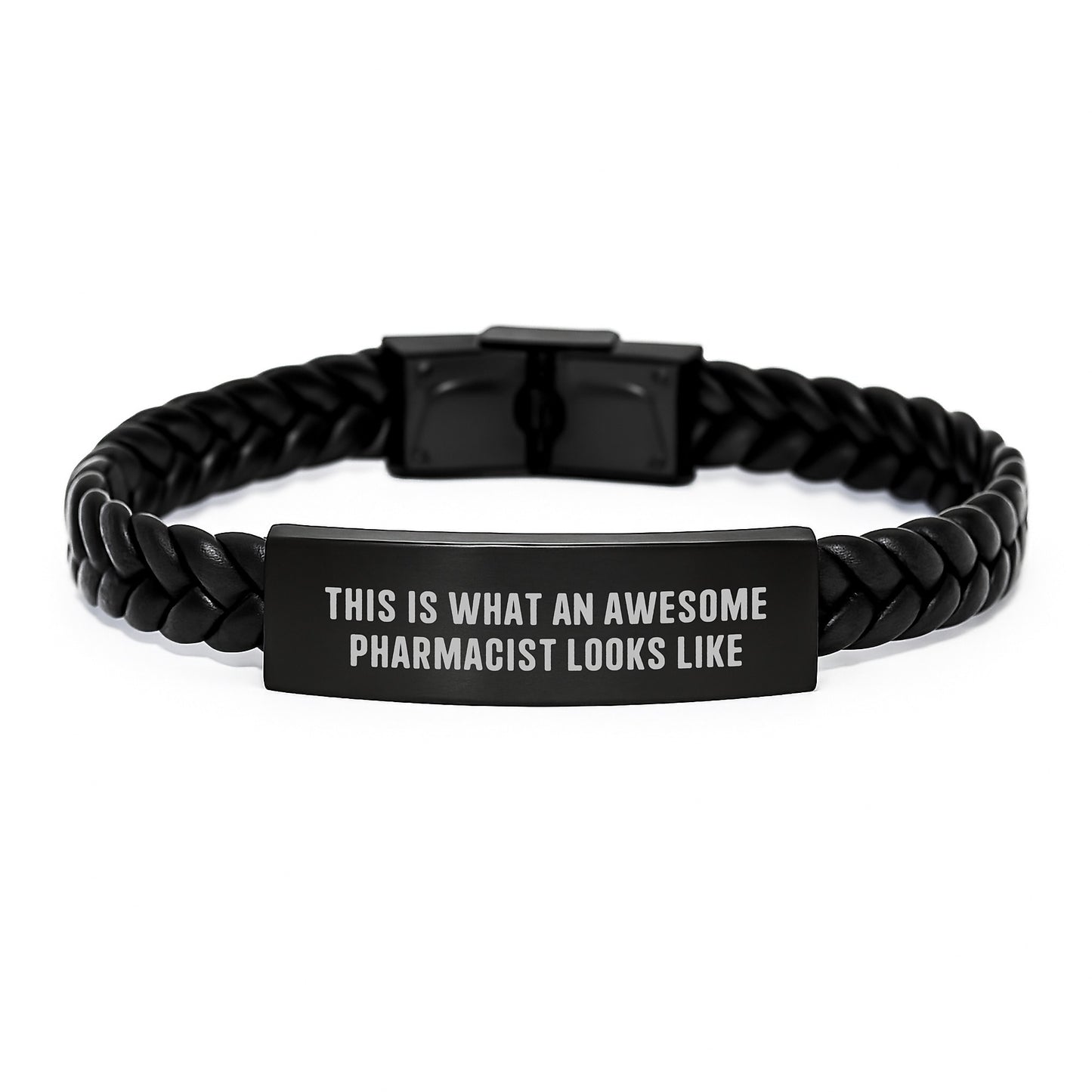 Funny Inspirational Gifts for Pharmacist Men - Interlaced Leather Bracelet, Gifts from Friends, This Is What An Awesome Pharmacist Looks Like - Graduation Unique Gifts - Image 1
