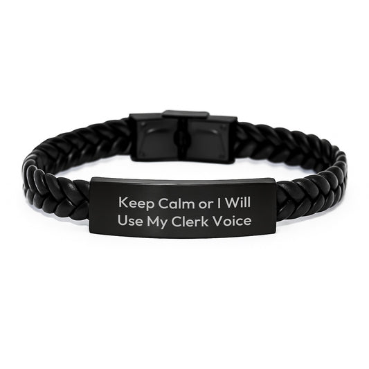 Cute Clerk Humor Interlaced Leather Bracelet Birthday Unique Gift from Friends - Image 1