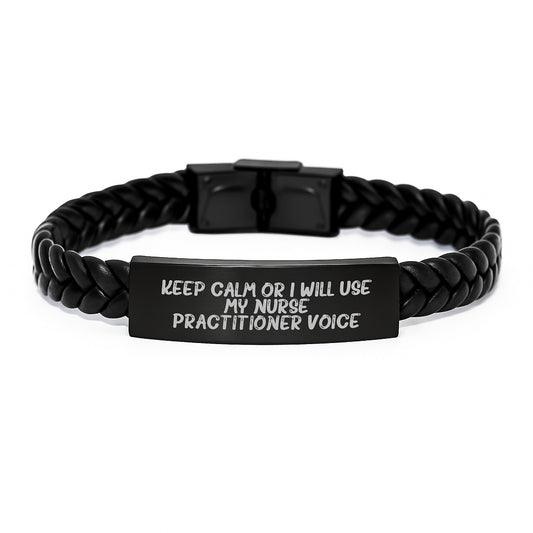 Gifts from Friends for the Graduation Unique Nurse Practitioner Interlaced Leather Bracelet - Image 1