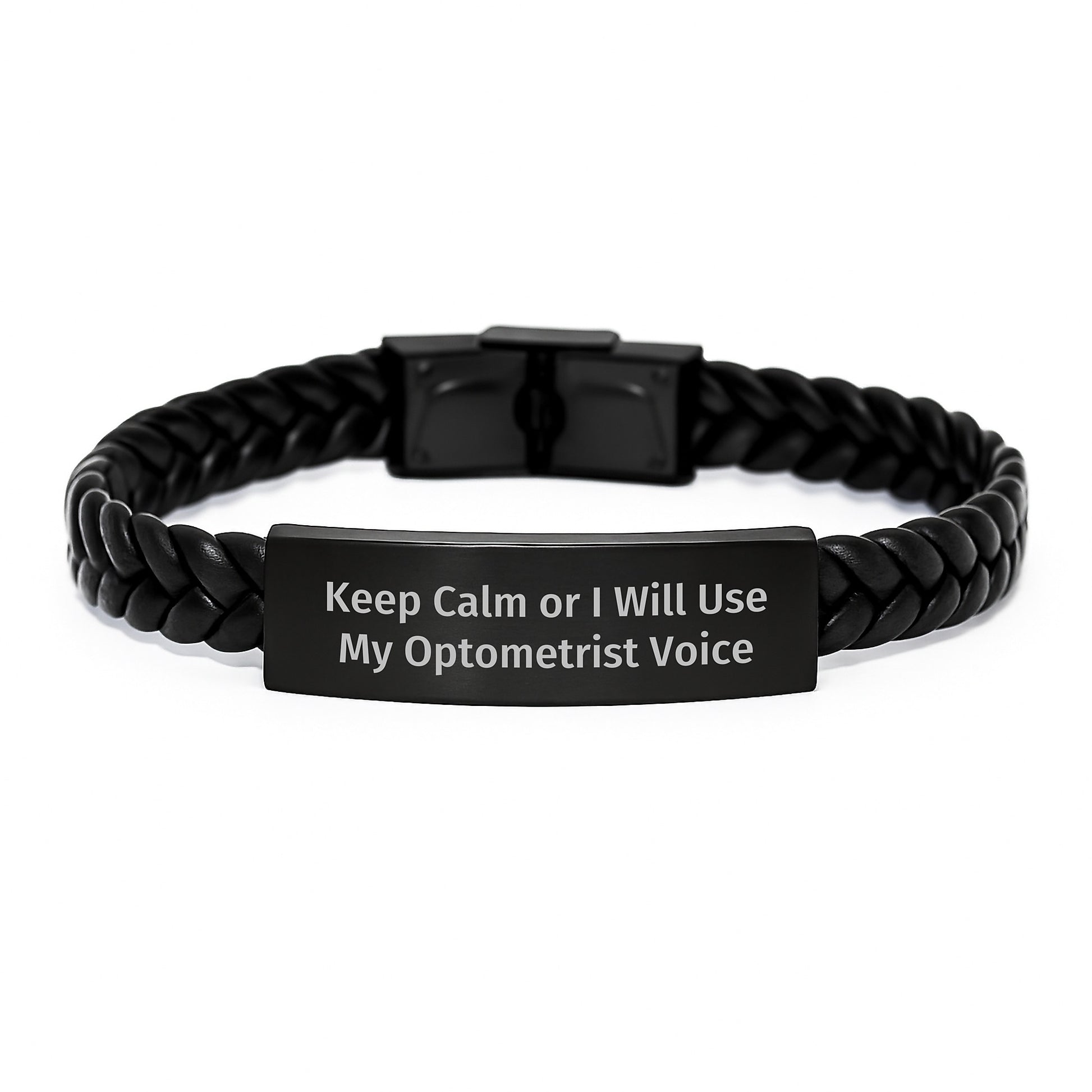 Optometrist Keepsake Interlaced Leather Bracelet for Him Birthday Gift - Image 1