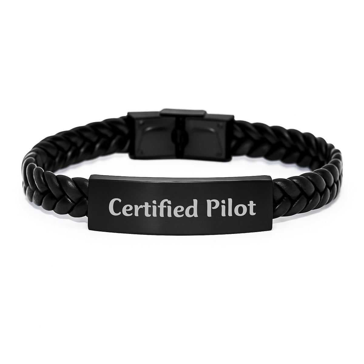 Funny Certified Pilot Birthday Unique Gifts from Friends for Men, Interlaced Leather Bracelet, Pilot Enthusiast Gift - Image 1