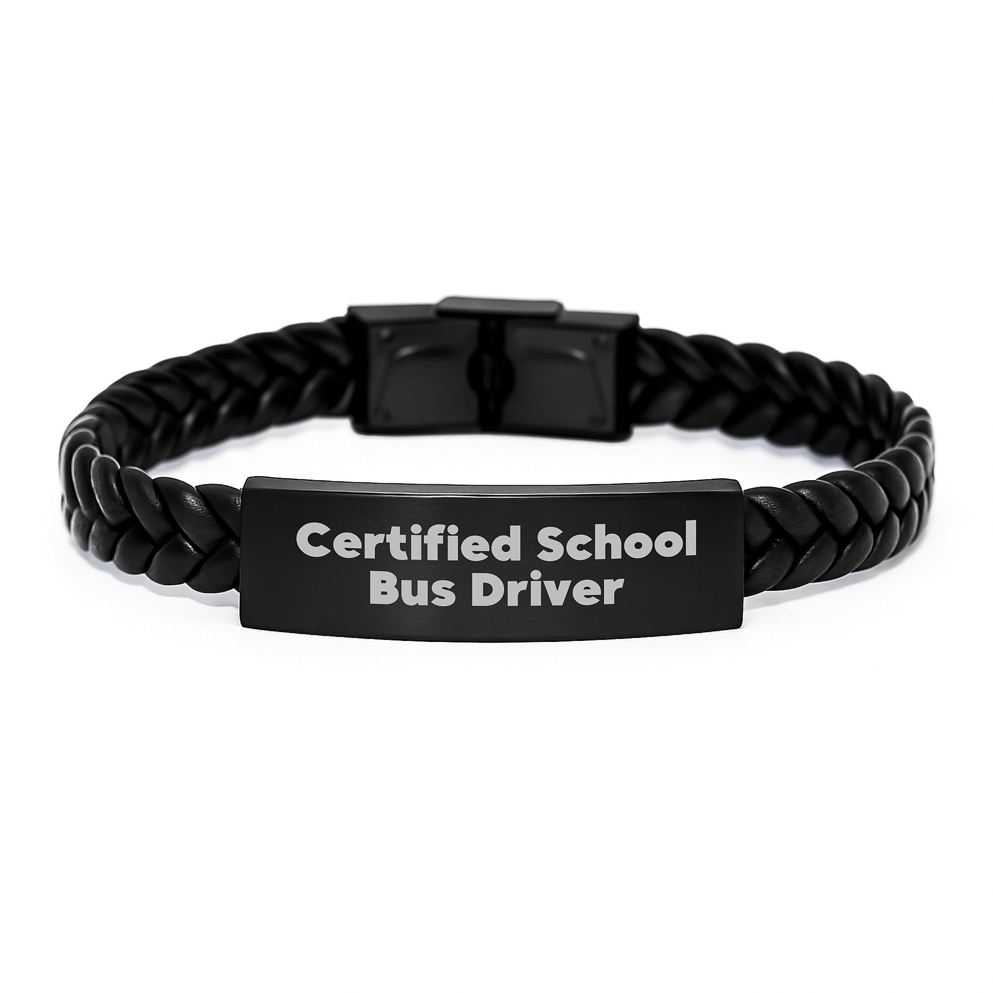 Certified School Bus Driver Funny Quote Interlaced Leather Bracelet, Gifts for School Bus Driver, Birthday Unique Gifts for Friends from Family - Image 1