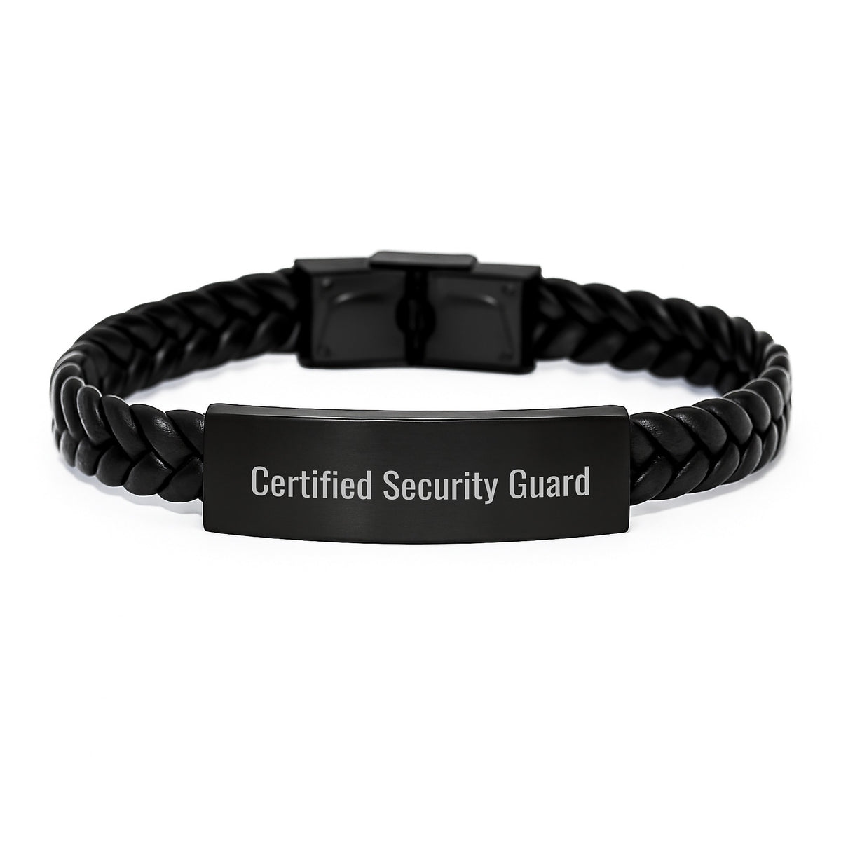 Funny Security Guard Gifts, Birthday Unique Gifts for Men, Interlaced Leather Bracelet with 'Certified Security Guard' Engraved Stainless Steel, Gifts from Family, Friends, or Coworkers - Image 1