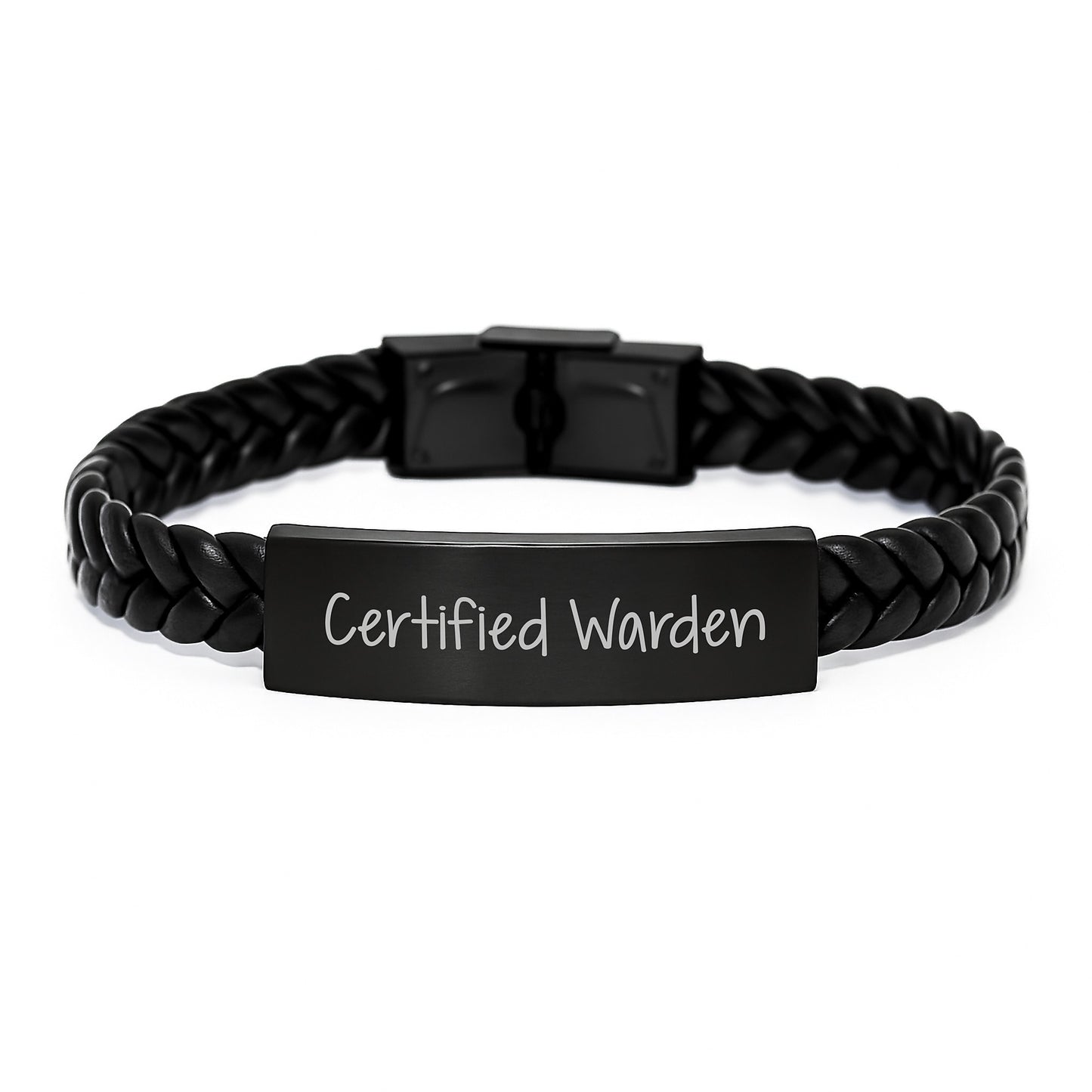 Unique Certified Warden Inspired Interlaced Leather Bracelet Gifts for Men, Funny Quote, Birthday Unique Gifts from Friends - Image 1