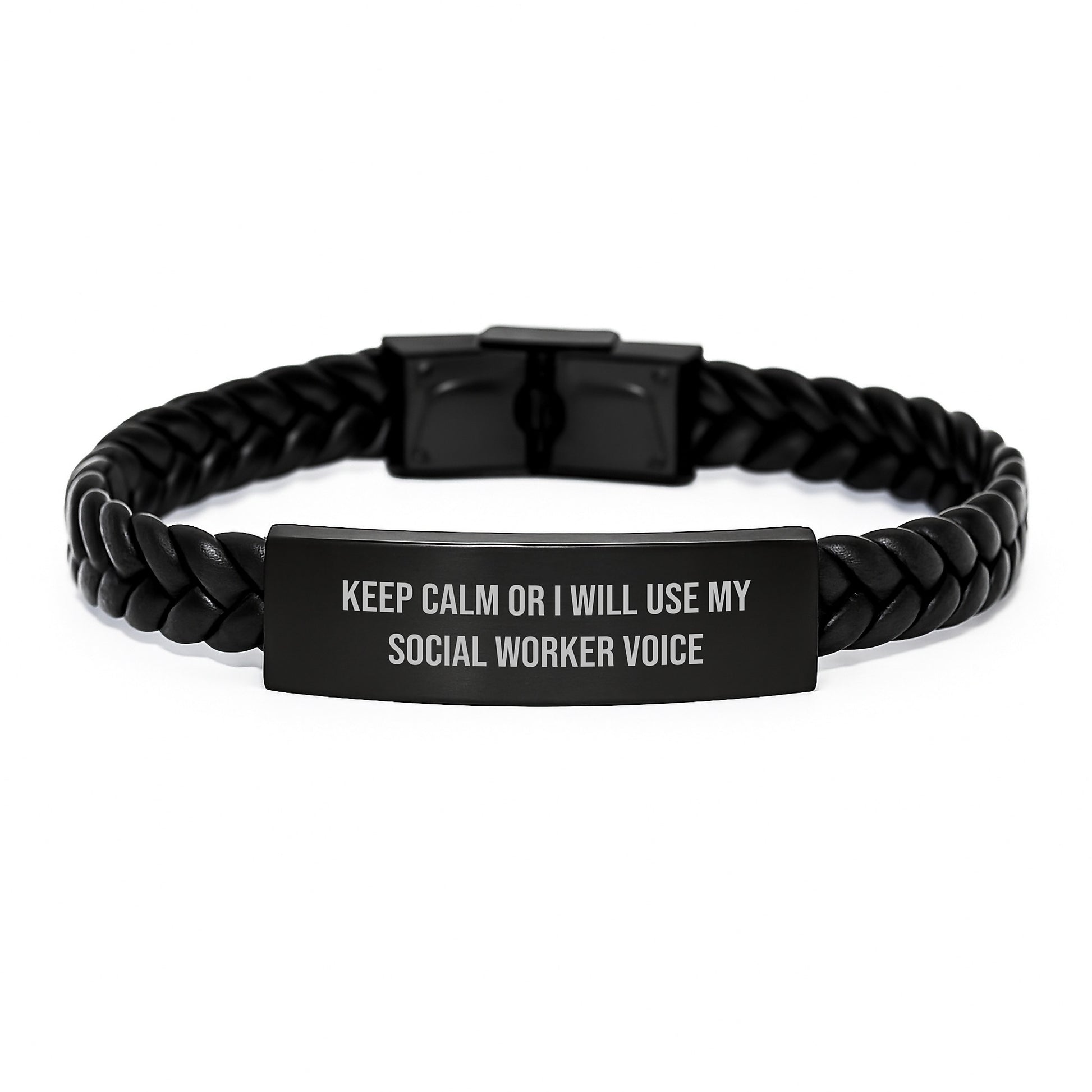 Social Worker Keepsake Interlaced Leather Bracelet for Him Birthday Gift - Image 1