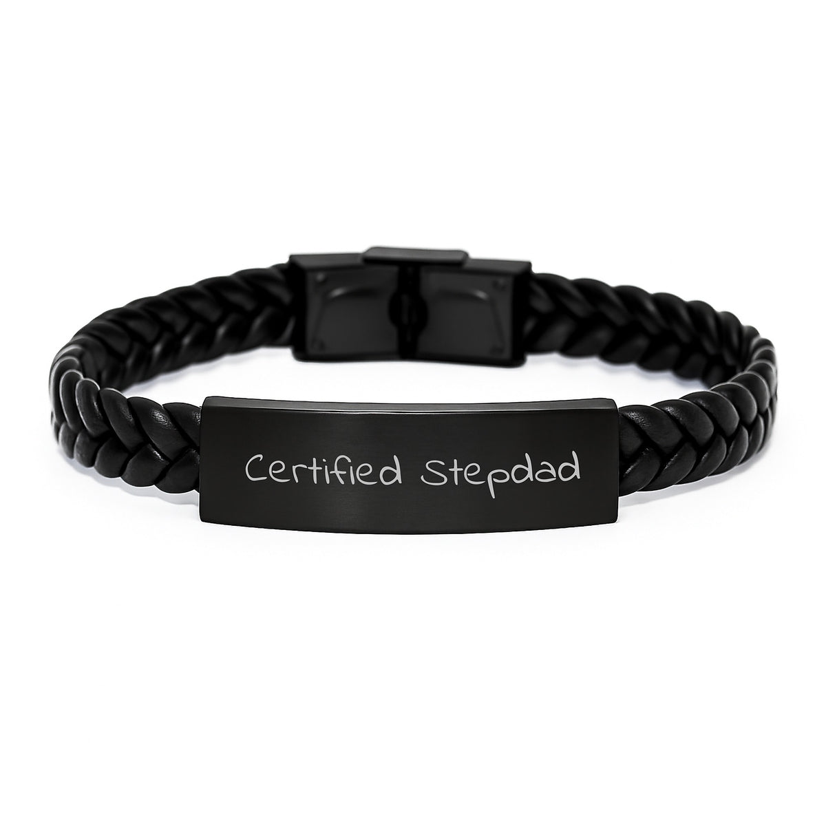 Funny Quote Stepdad Gifts, Birthday Unique Interlaced Leather Bracelet for Men, Gifts from Family, Quote says 'Certified Stepdad' - Versatile Style - Image 1