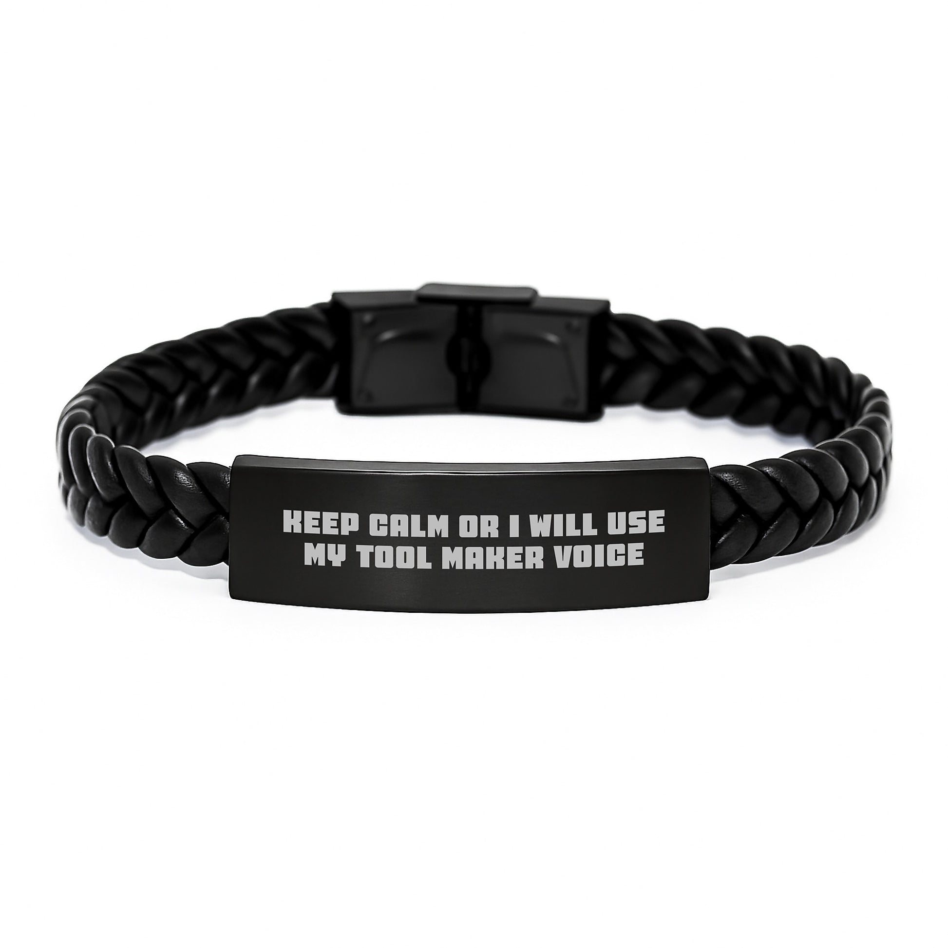 Funny Graduation Unique Gifts for Tool Maker Men Interlaced Leather Bracelet from Friends, Funny Tool Maker Voice Interlaced Leather Bracelet for Tool Maker - Image 1