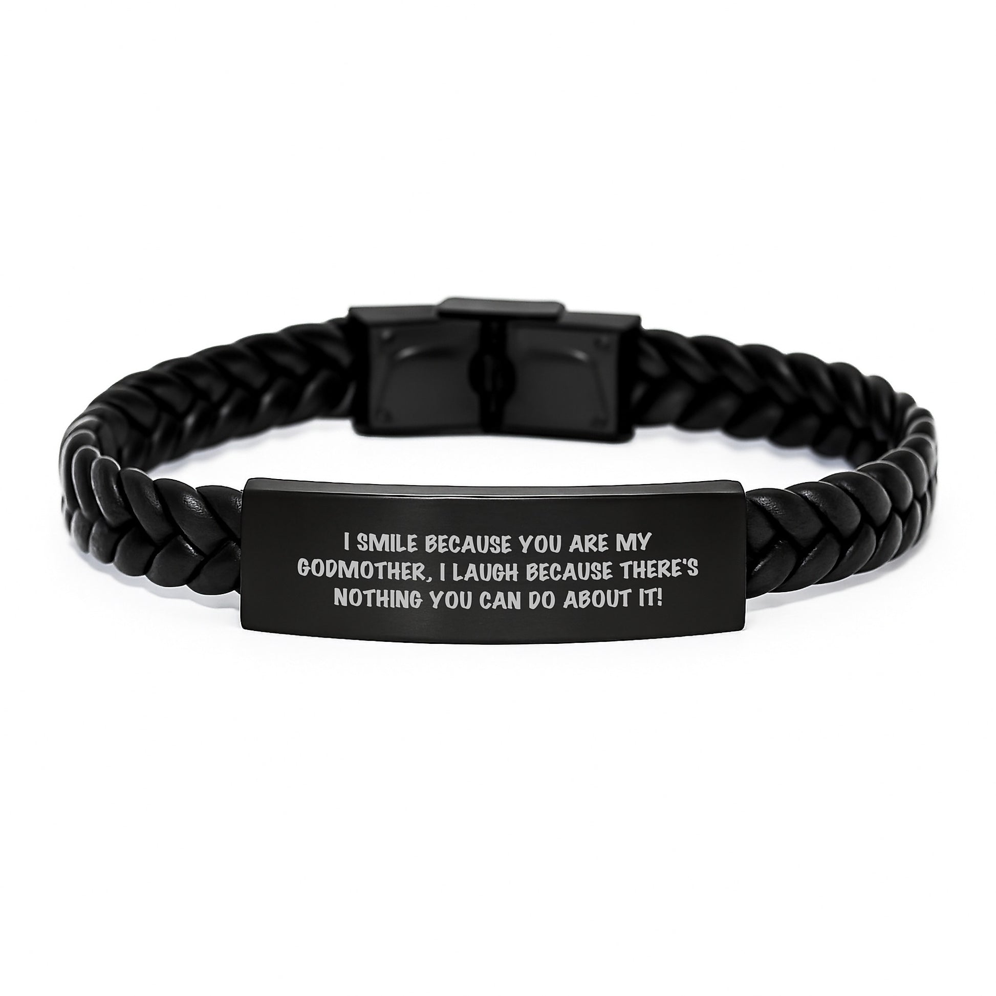 Funny Godmother Gifts, Interlaced Leather Bracelet, Gifts from Family to Godmother for Graduation - Image 1