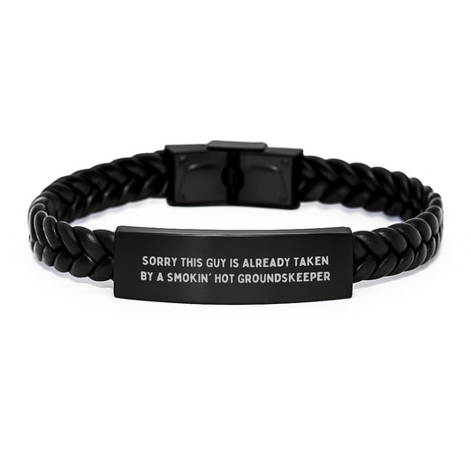 Funny groundskeeper Gifts for Him - Interlaced Leather Bracelet from Friends, Funny groundskeeper Christmas Unique Gifts - Image 1