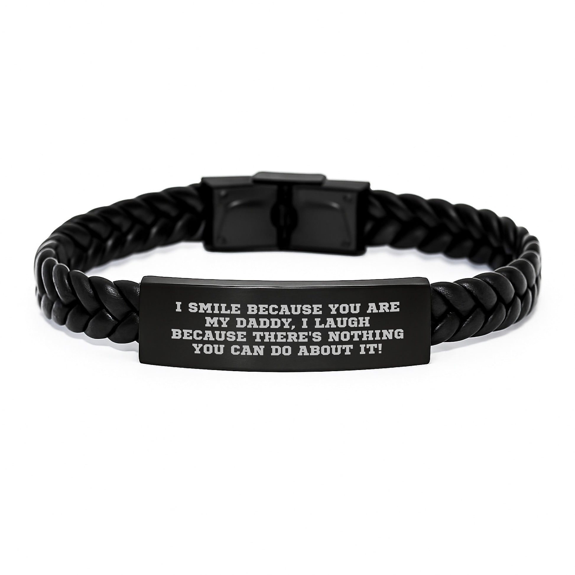Funny Daddy Gifts Interlaced Leather Bracelet for Dads from Men, Funny Quote Dad, Graduation Unique Gifts - Image 1