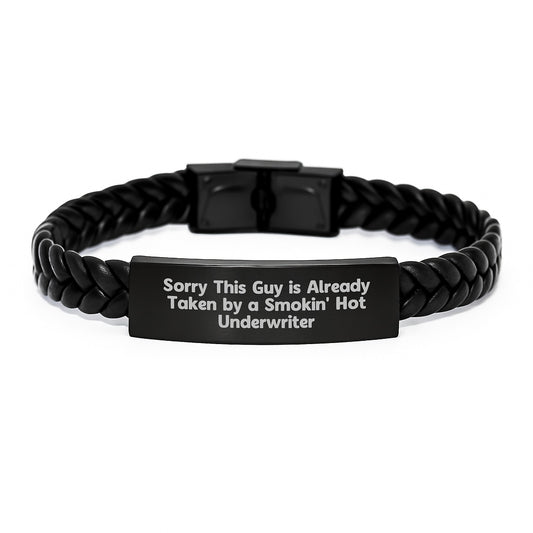 Funny Underwriter Gifts Interlaced Leather Bracelet for Men Friends Coworkers by Gifts from Family - Image 1