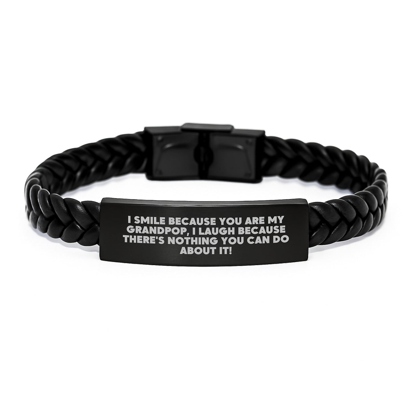 Grandpop Keepsake Interlaced Leather Bracelet Premium Birthday Gift - Image 1