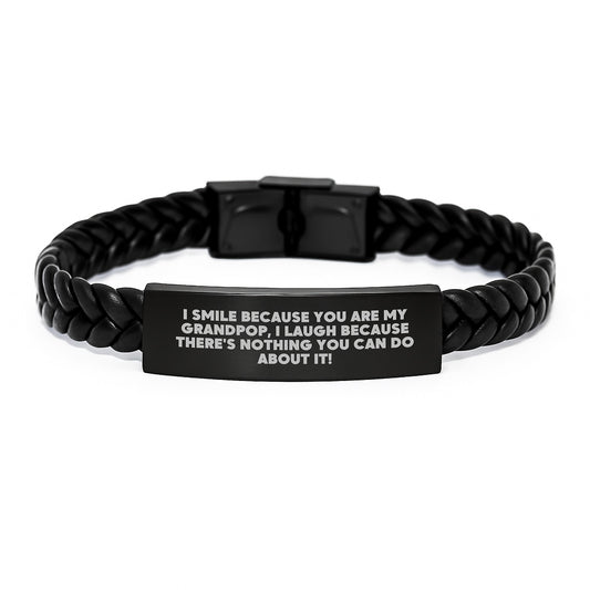 Grandpop Keepsake Interlaced Leather Bracelet Premium Birthday Gift - Image 1