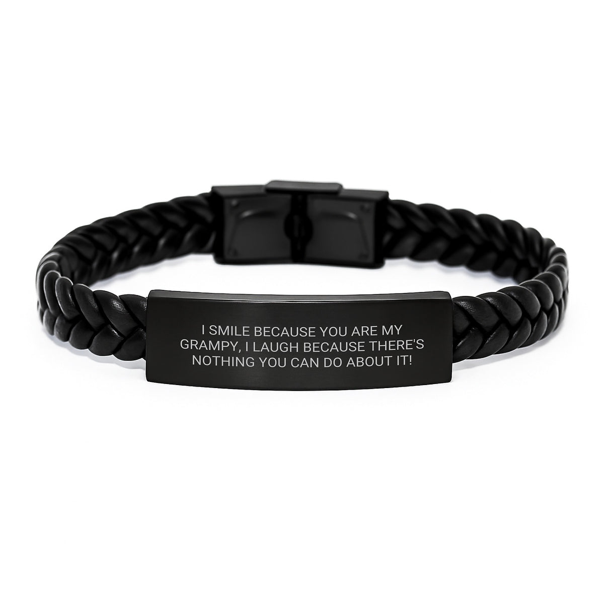 Funny Grampy Gifts for Him, Interlaced Leather Bracelet with Stainless Steel, Valentine's Unique Gifts from Grandkids - Image 1